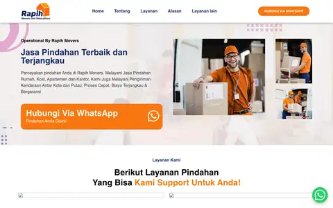 Website Rapih Movers (jasa pindahan rumah & kantor)