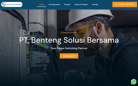Tampilan website PT Benteng Solusi Bersama