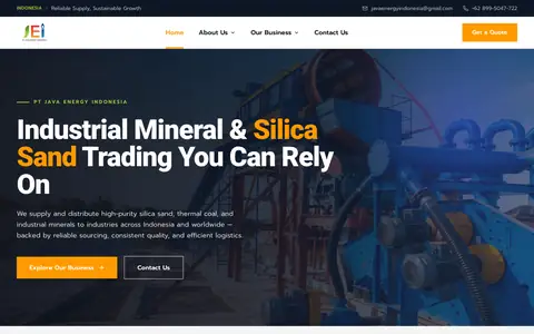 Tampilan website PT Java Energy Indonesia